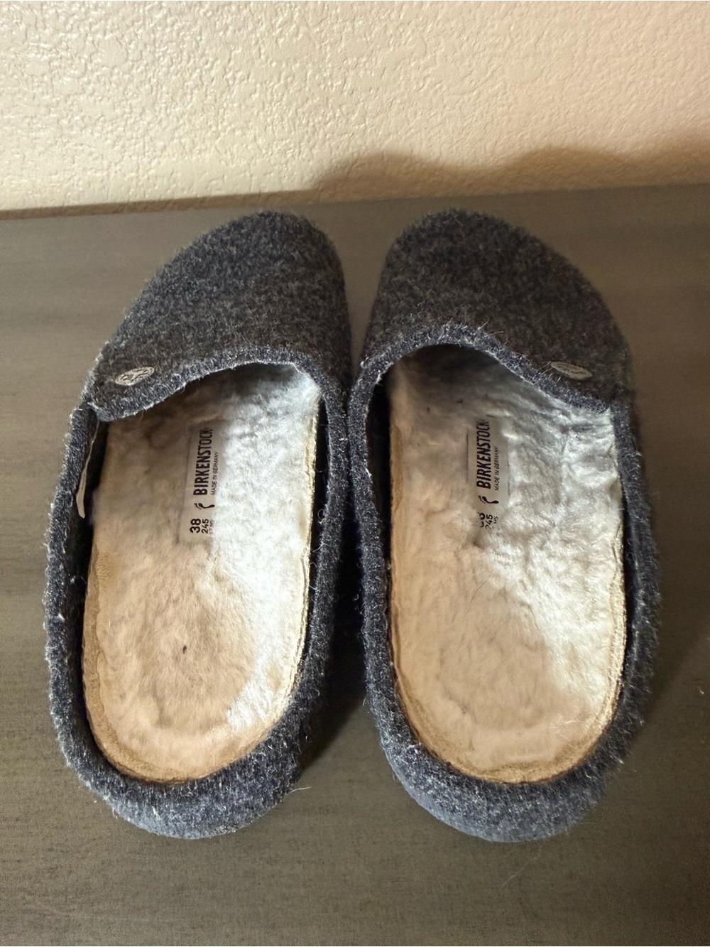 Birkenstock Zermatt Shearling Wool Felt Slippers EU 38 Gray - Picture 8 of 9